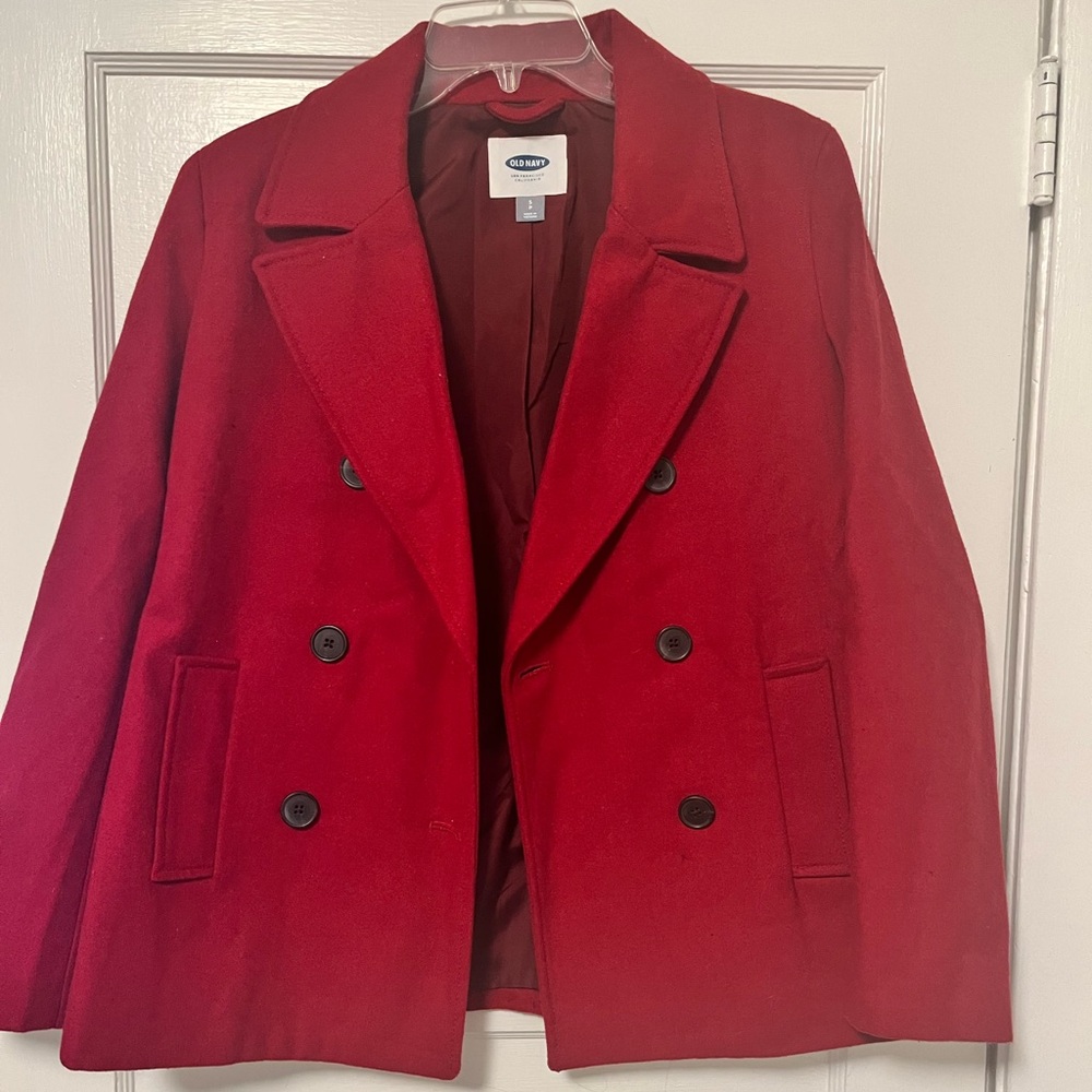 Red Old Navy pea coat, small